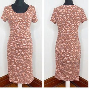 Isabel Maternity T-Shirt Dress, Brown Animal Print, Cotton Blend, Size XS